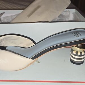 Farah Twist Kickball Heel. Slide. Nappa Black Oyster by Frances Valentine.